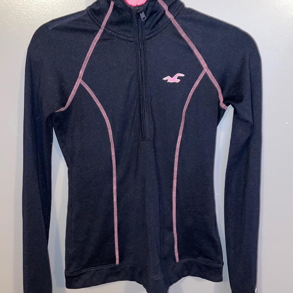 Hollister • black quarter zip up active hoodie